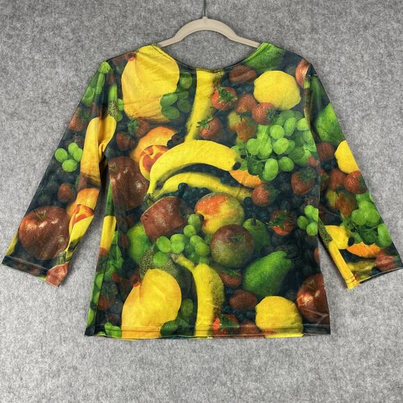 Vintage Db Sport Velvet Top Womens Small Fruit Print Bold Artsy Vibrant USA Made - Picture 8 of 12